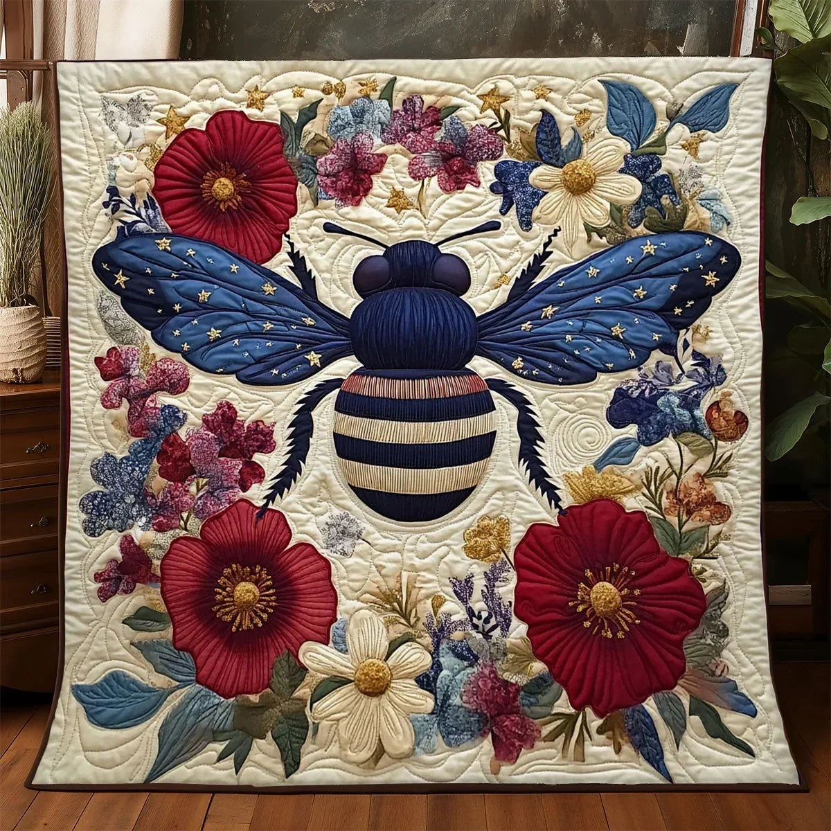Patriotic Honeybee Quilt Blanket