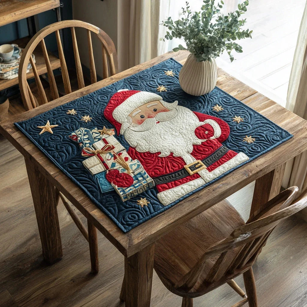 Patriotic Santa Claus Quilted Table Topper