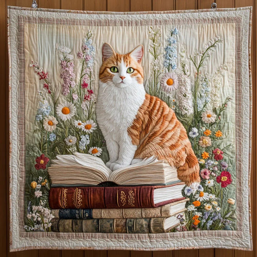 Paw And Book Quilt Blanket