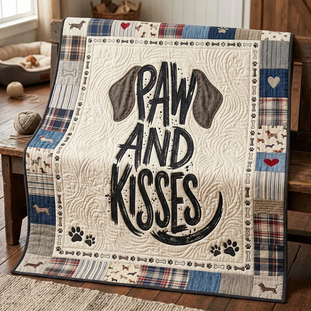 Paws And Puppy Love Quilt Blanket