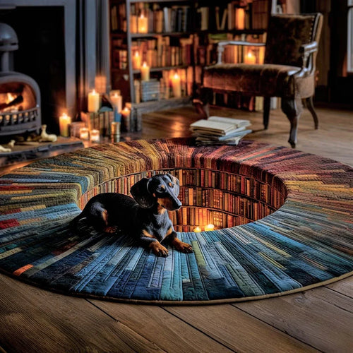 Paws Library Quilted Round Mat