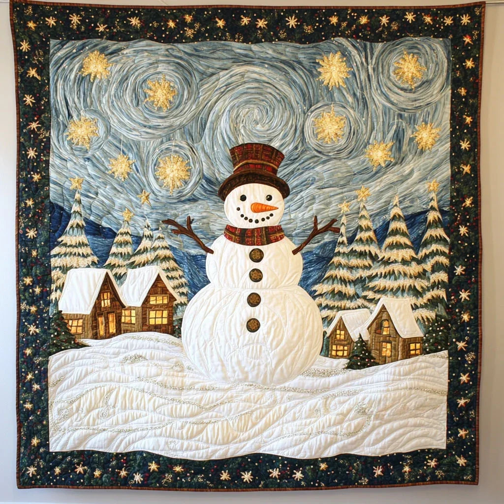Peace Glow Snowman Quilt Blanket