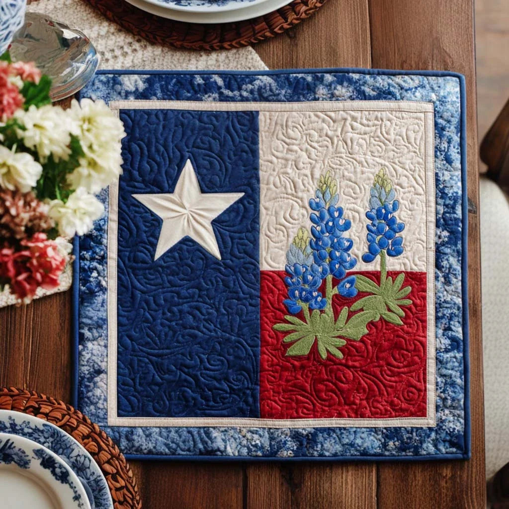 Peaceful Bluebonnet View Quilted Table Topper