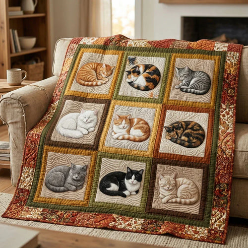 Peaceful Cat Naps Quilt Blanket