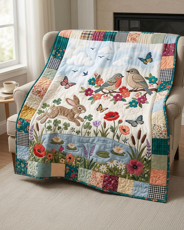 Peaceful Day Quilt Blanket - Quilted Blanket by Wild and Way