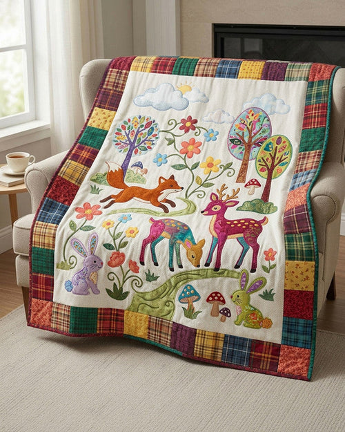 Peaceful Forest Quilt Blanket - Quilted Blanket by Wild and Way