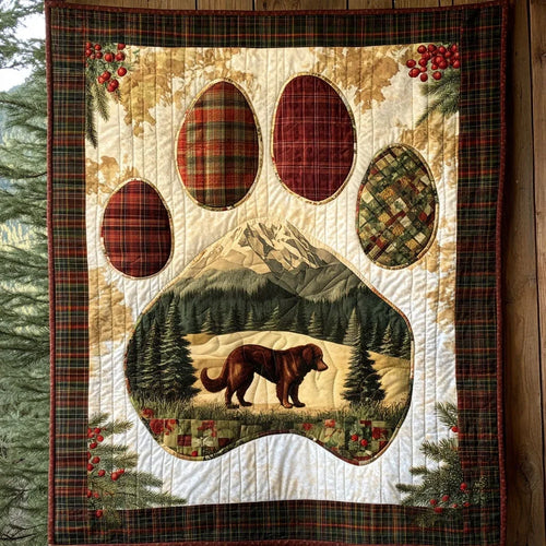 Peaceful Peak Golden Retriever Paw Quilt Blanket