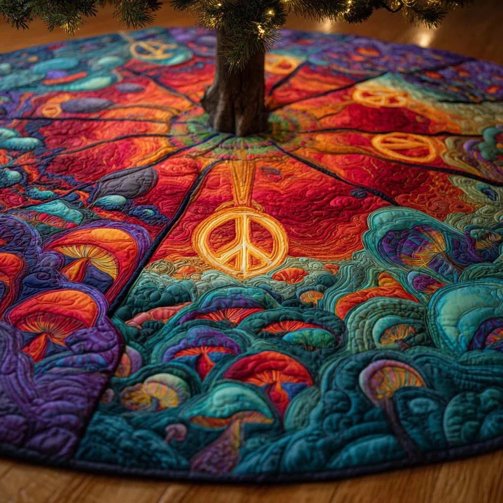 Peaceful Spiral Grove Quilted Tree Skirt