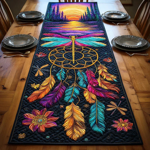 Peaceful Water Dance Quilted Table Runner