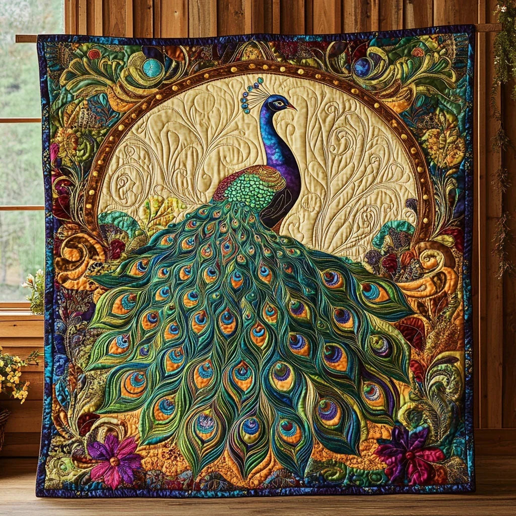 Peacock Glory Quilt Blanket