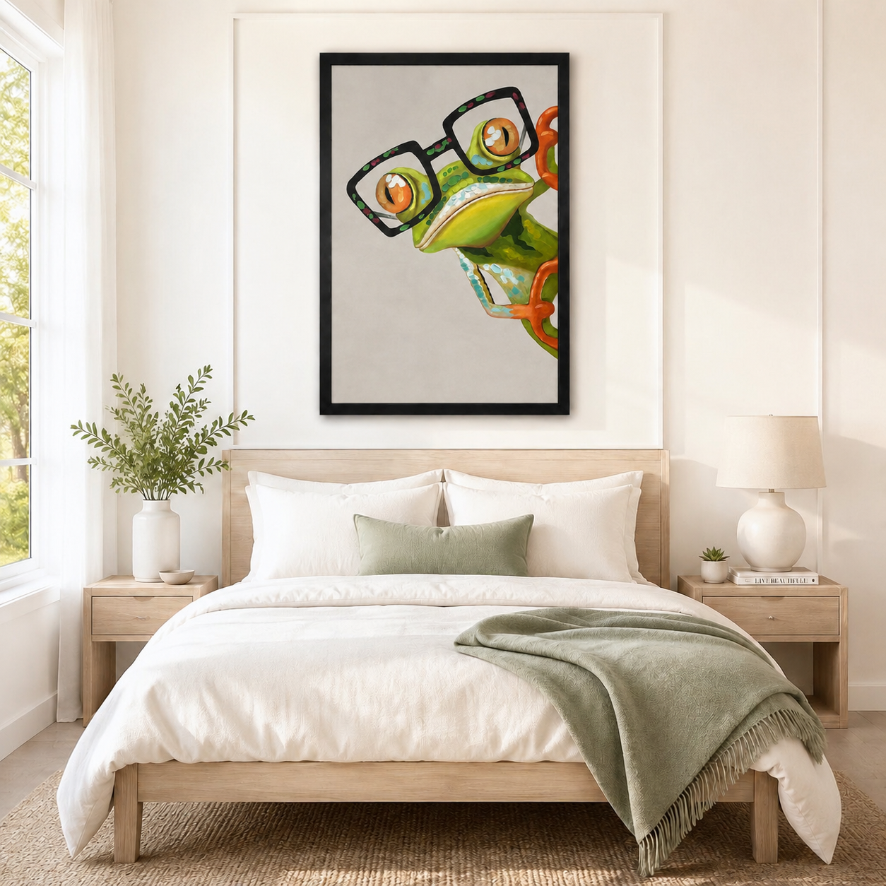 Nerdy Frog Glasses Funny Canvas Wall Art