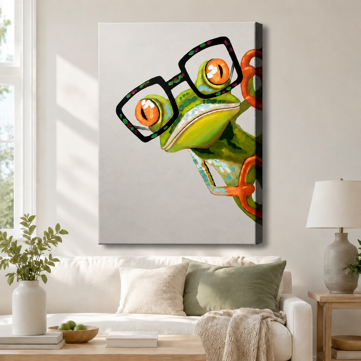 Nerdy Frog Glasses Funny Canvas Wall Art