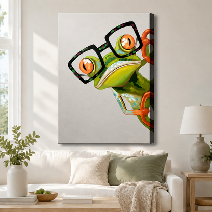 Nerdy Frog Glasses Funny Canvas Wall Art