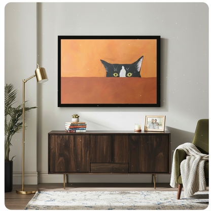 Peeking Cat Canvas Wall Art – Framed