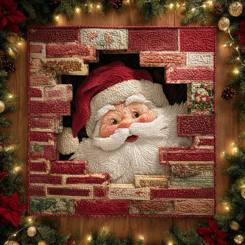 Peeking Santa Quilted Table Topper
