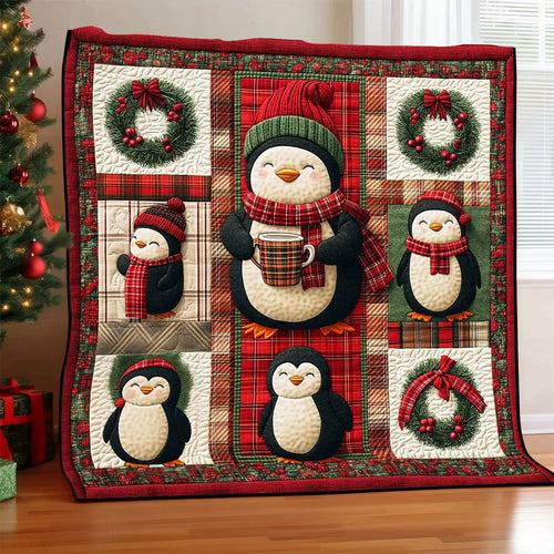 Penguin Christmas Quilt Blanket