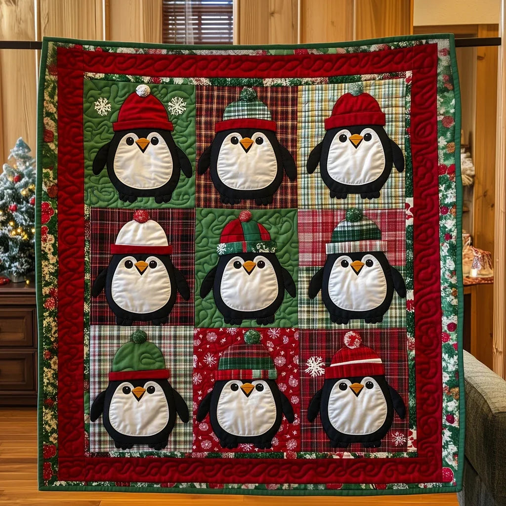 Penguin Christmas Quilt Blanket