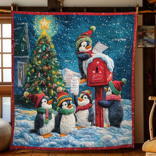 Penguin Christmas Wishes Quilt Blanket