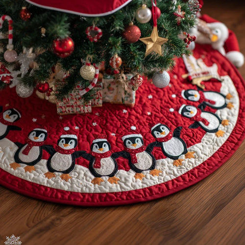 Penguin Dream Christmas Quilted Tree Skirt