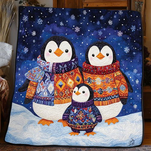 Penguin Family Quilt Blanket