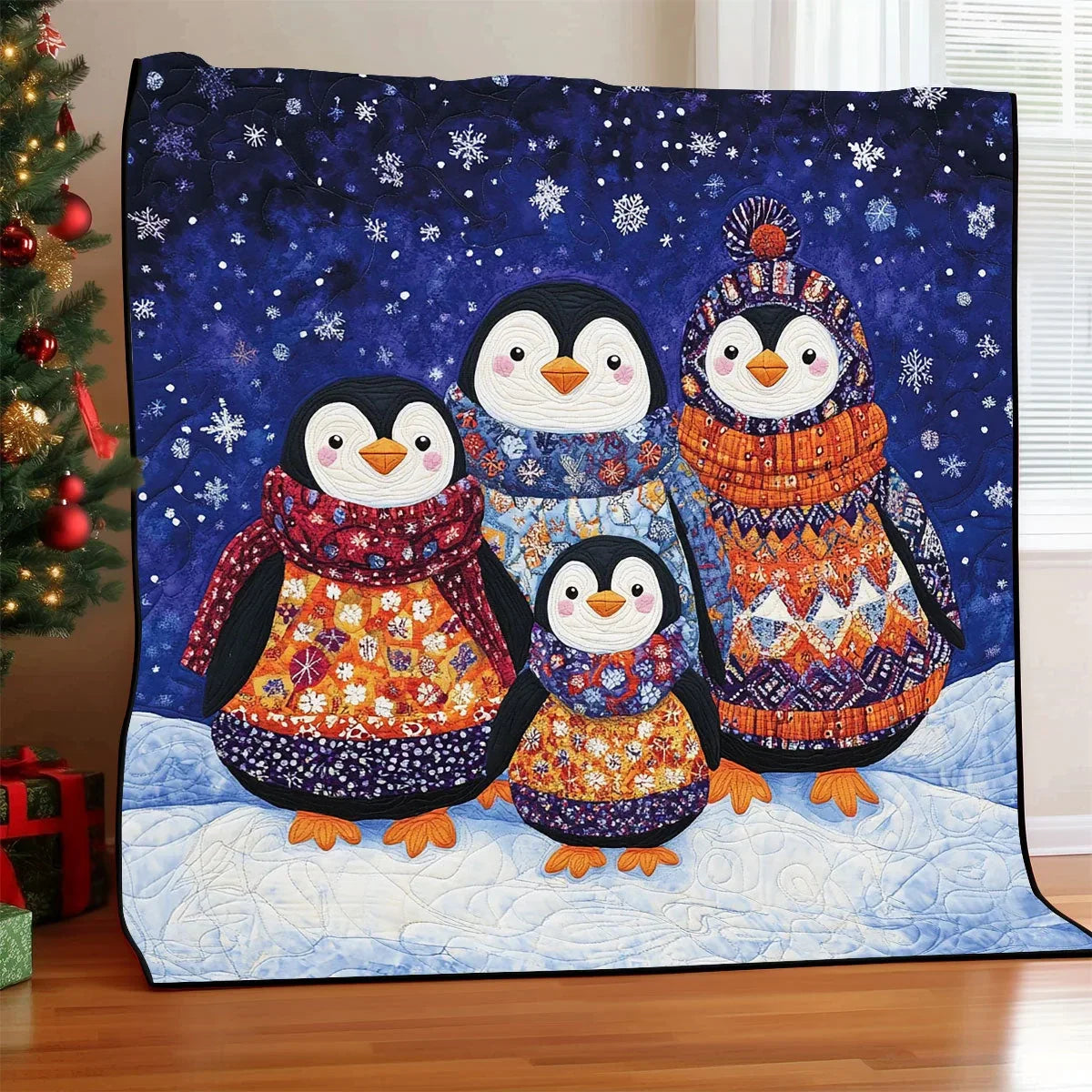 Penguin Family Quilt Blanket