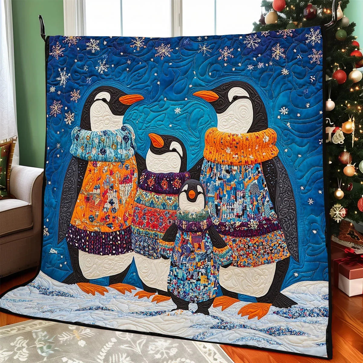 Penguin Family Quilt Blanket
