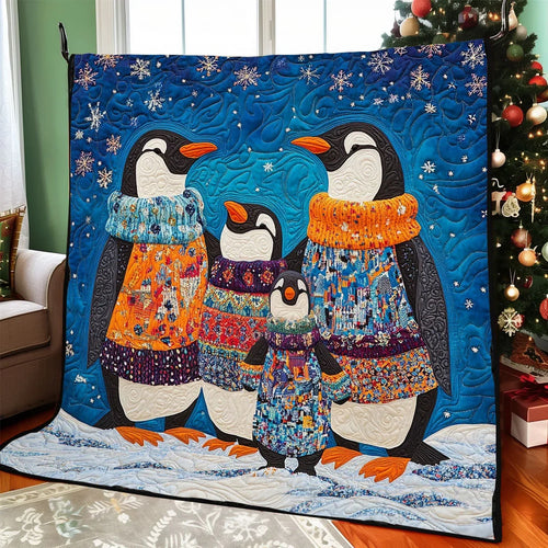 Penguin Family Quilt Blanket