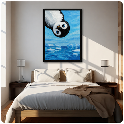 Curious Penguin Oil Painting Canvas Wall Art