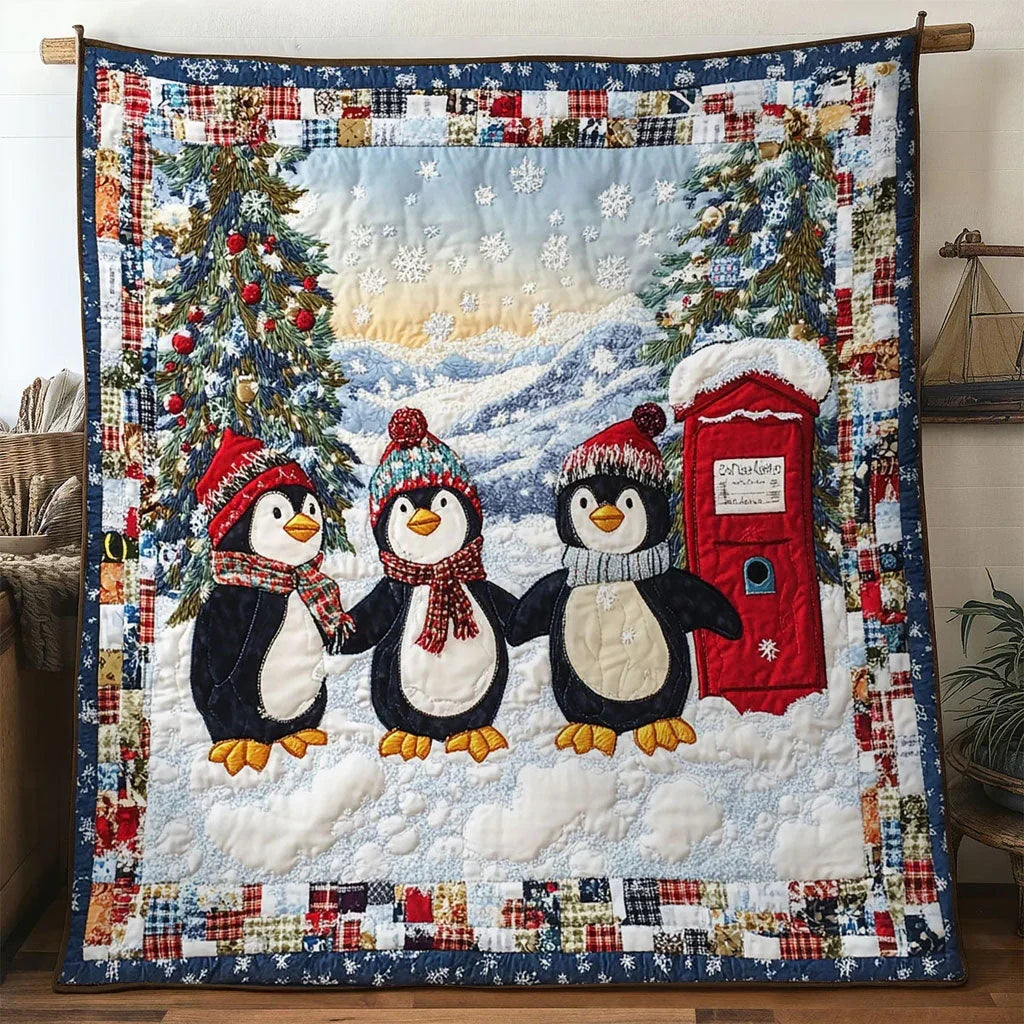 Penguin Happy Mail Quilt Blanket