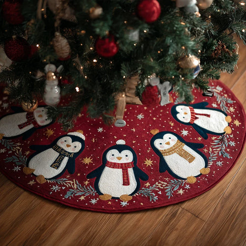 Penguin Haven Christmas Quilted Tree Skirt