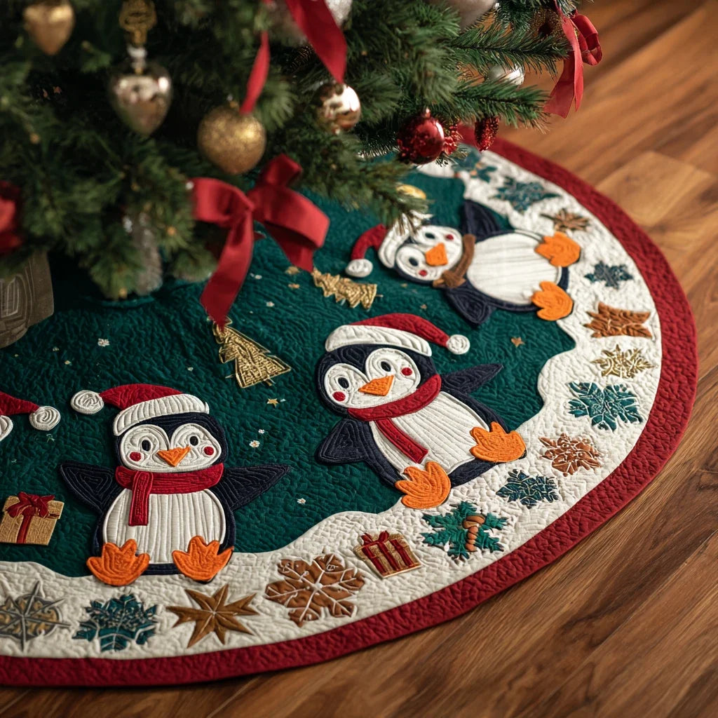 Penguin Home Christmas Quilted Tree Skirt