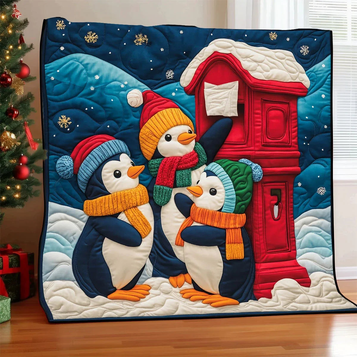 Penguin Letter To Santa Quilt Blanket