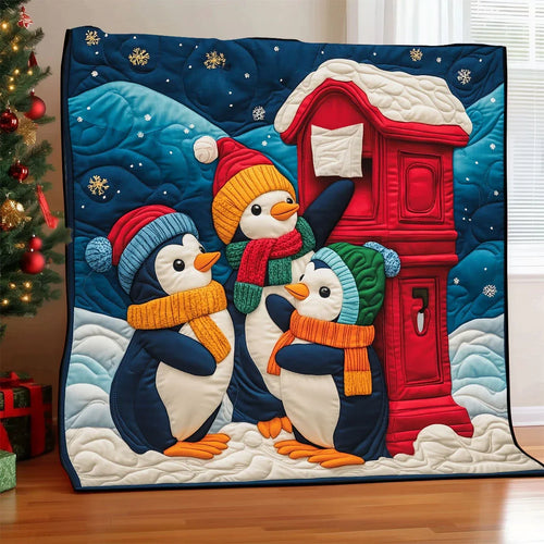 Penguin Letter To Santa Quilt Blanket