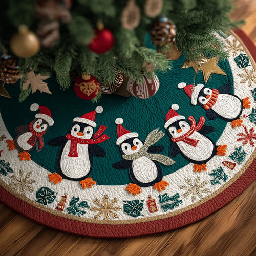 Penguin Magic Christmas Quilted Tree Skirt