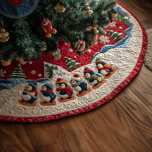 Penguin Magic Christmas Quilted Tree Skirt