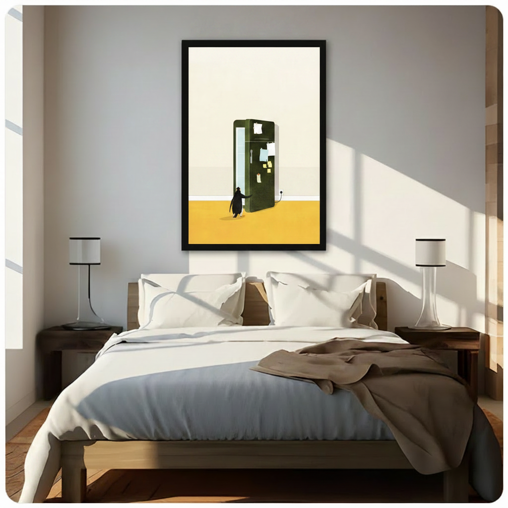 Penguin Fridge Minimalist Funny Canvas Wall Art