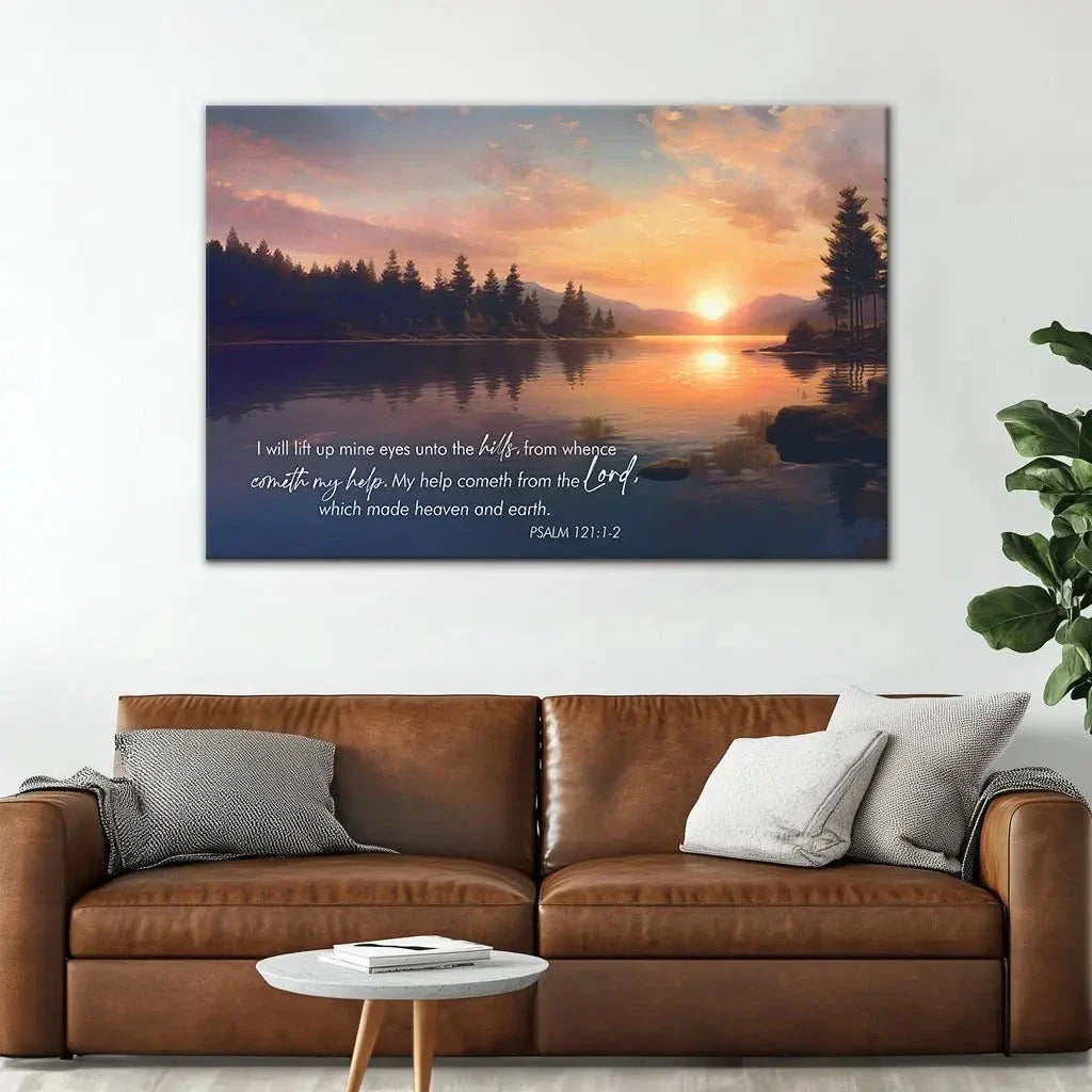 psalm 121 1 2 my help cometh from the lord wall art canvas (Landscape) (view 9)