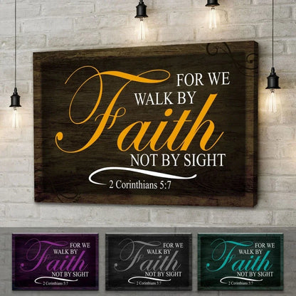 walk by faith not by sight bible verse wall art canvas (Landscape) (view 4)