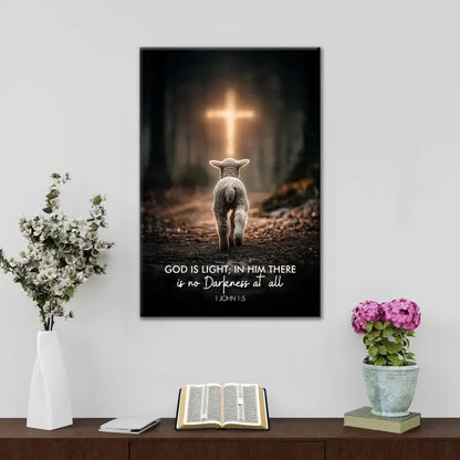 1 john 1 5 god is light lamb walking toward the cross canvas wall art (view 8)
