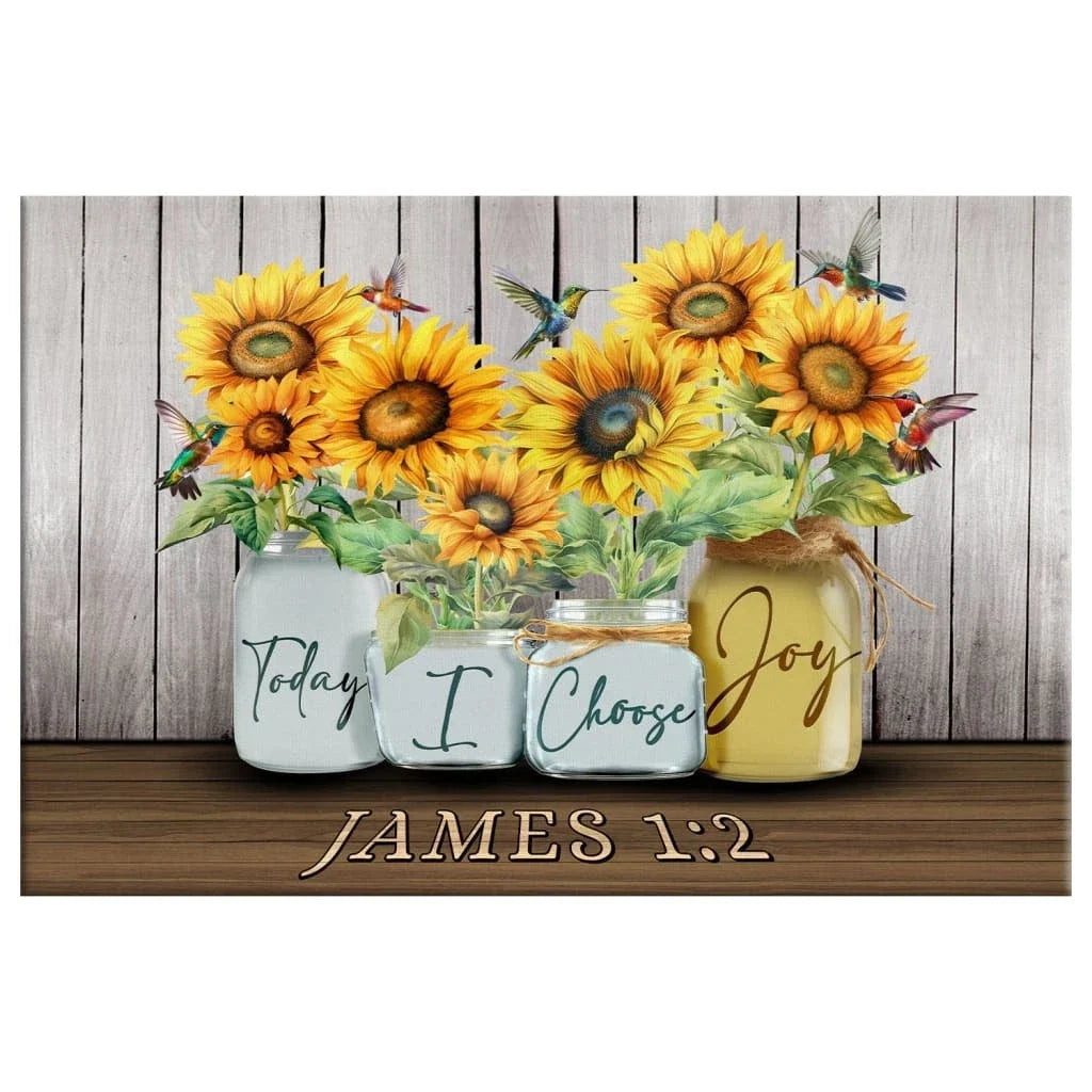 today i choose joy james 1 2 wall art canvas sunflower vase hummingbird (Landscape) (view 4)