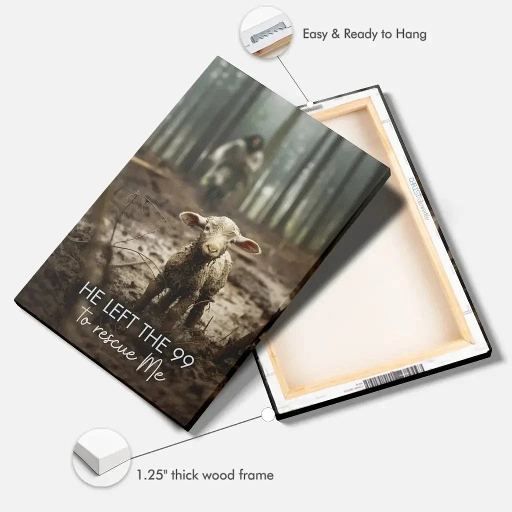 he left the 99 to rescue me jesus and lost sheep wall art canvas (view 10)