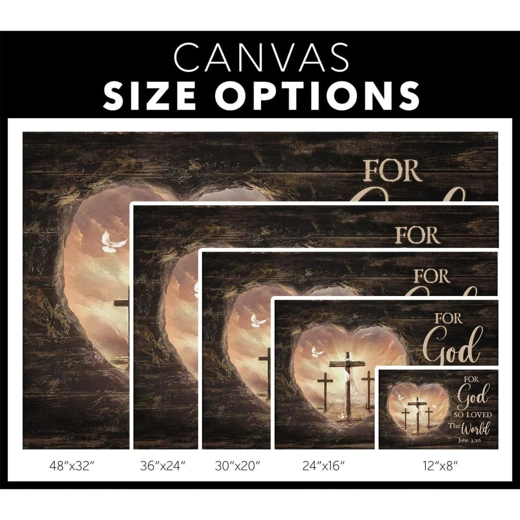 for god so loved the world bible verse john 3 16 christian wall art canvas (Landscape) (view 3)