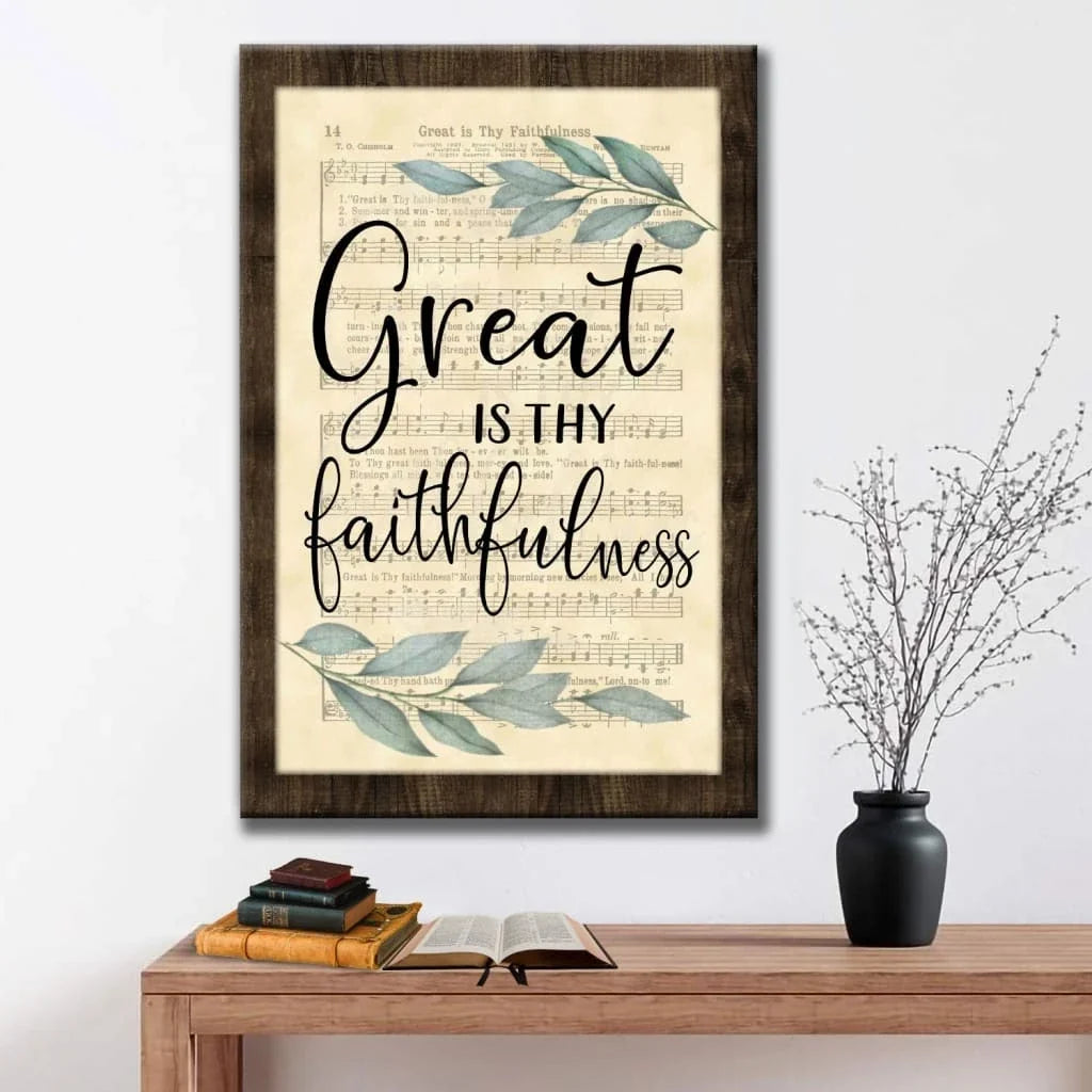rustic great is thy faithfulness wall art canvas christian hymns wall art (view 4)