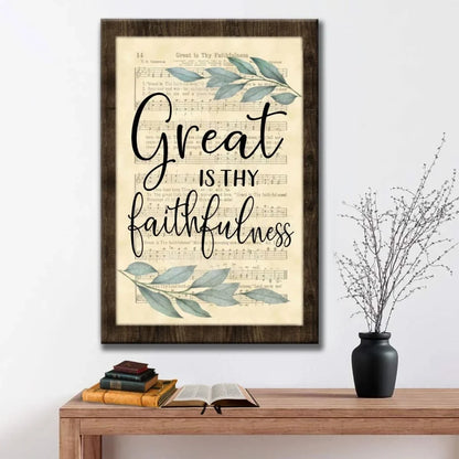 rustic great is thy faithfulness wall art canvas christian hymns wall art (view 4)