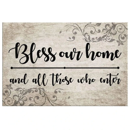 bless our home and all those who enter canvas print welcome wall art (Landscape) (view 4)