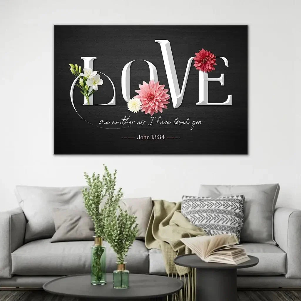 love one another as i have loved you john 13 34 wall art canvas (Landscape) (view 7)