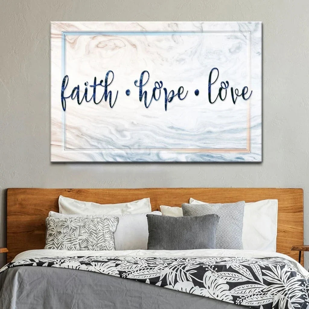 rustic faith hope love wall art canvas christian wall decor (Landscape) (view 4)