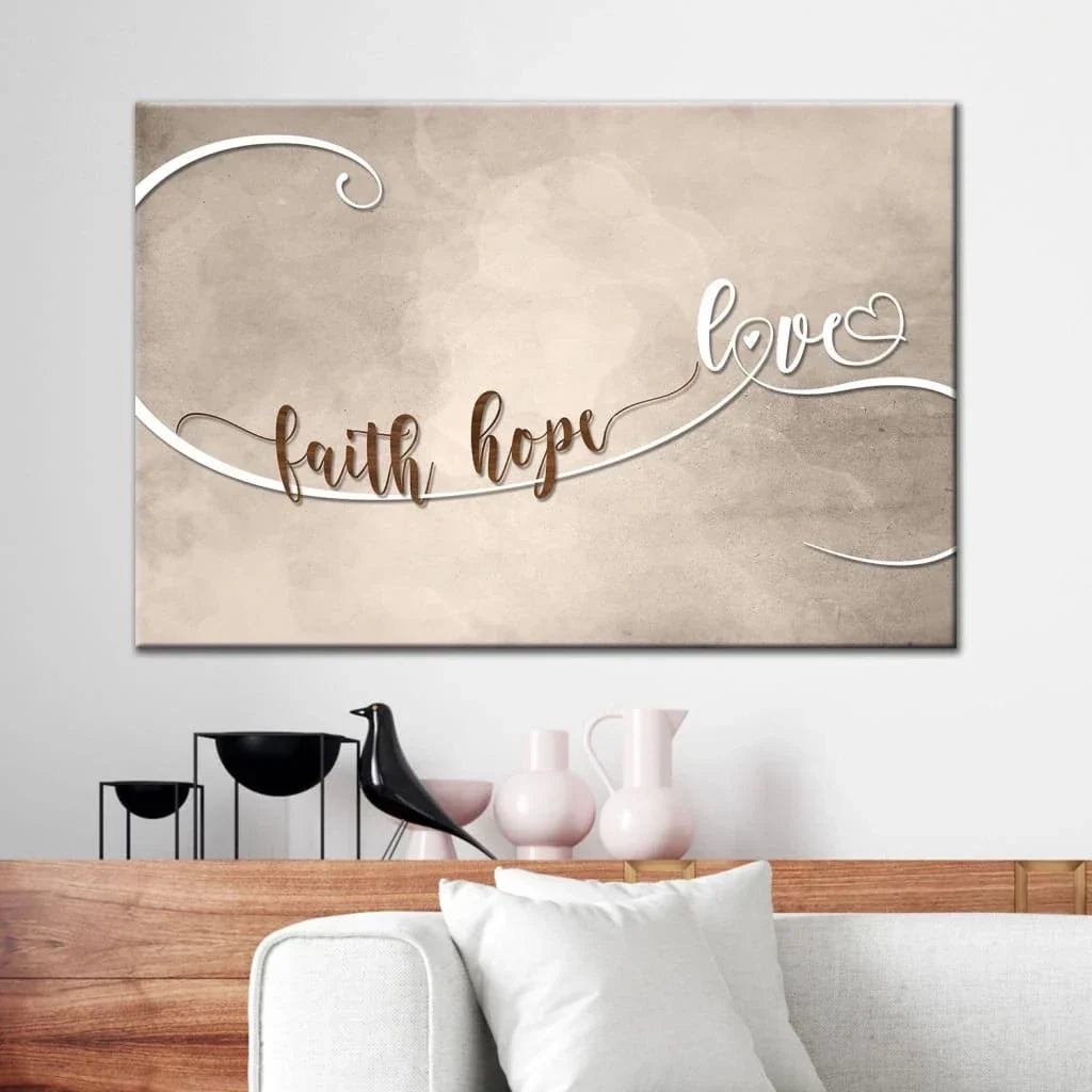 christian wall art faith hope love wall art canvas print (Landscape) (view 4)