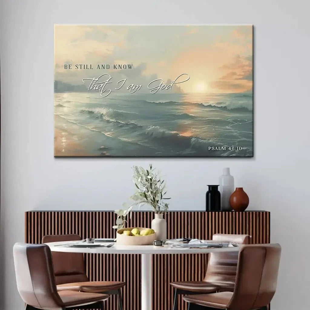 be still and know seascape psalm 46 10 wall art canvas print (Landscape) (view 7)
