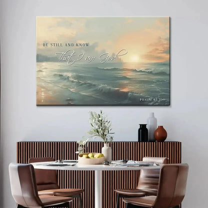 be still and know seascape psalm 46 10 wall art canvas print (Landscape) (view 7)